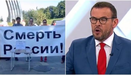 Украинец Вакаров попался на лжи о «мирных» лозунгах в Киеве из-за плаката «Смерть России»