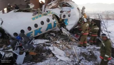 Видео с места крушения самолета в Алма-Ате появилось в Сети