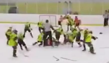 Массовая драка юных российских хоккеистов попала на видео