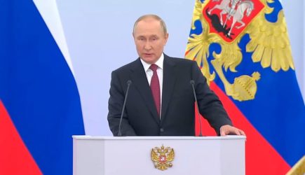 Речь Путина на церемонии подписания договора о вступлении новых территорий в состав России длилась  48 минут
